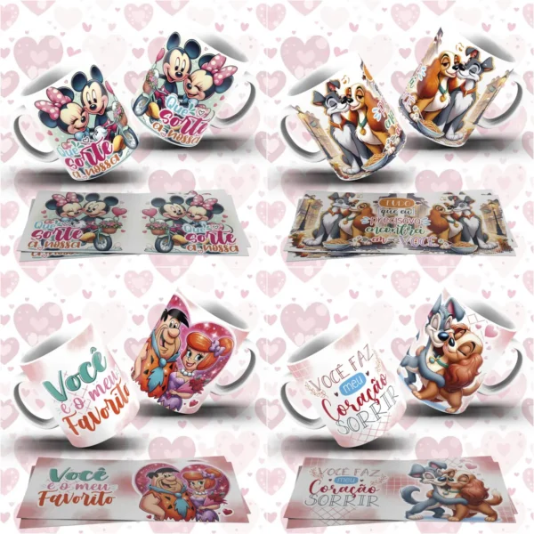 Coleção Exclusiva de Artes para Caneca Dia dos Namorados