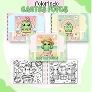 Colorindo Book Cactos Fofos - Arquivo Digital