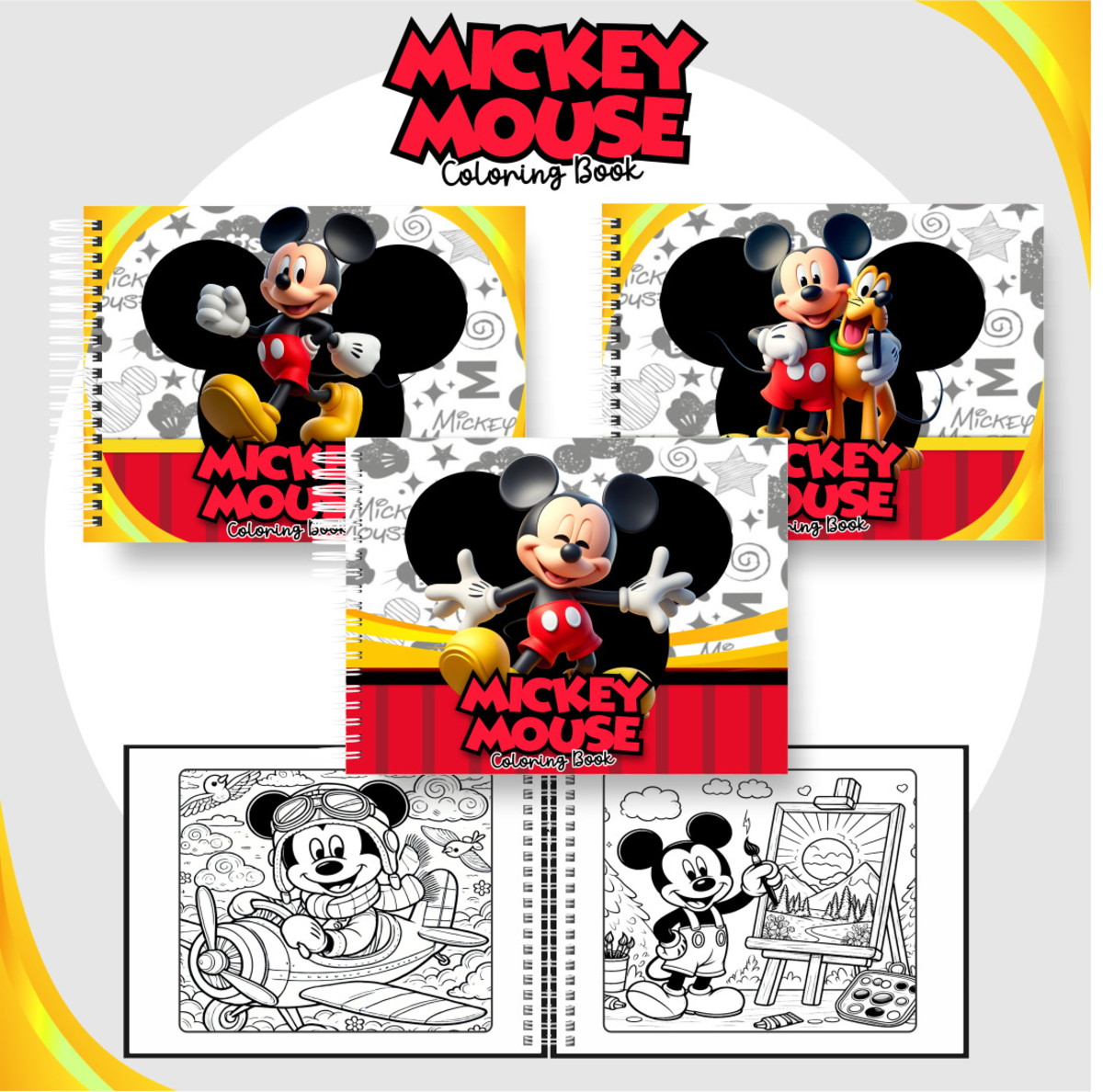 Colorindo Book Mickey - Arquivo Digital 1 Arte digital: livro de colorir Mickey Mouse, capas e desenhos para impressão.