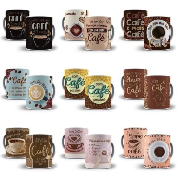 Combo 14 Estampas Caneca Cafe Arquivos Em Corel Cdr 10