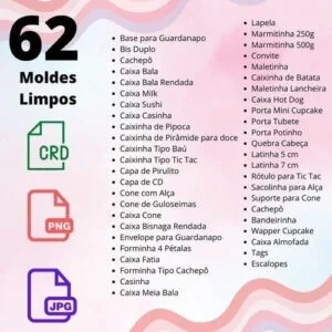 Combo 62 Moldes Limpos - Festa Pronta 34 Combo 62 Moldes Limpos - Festa Pronta