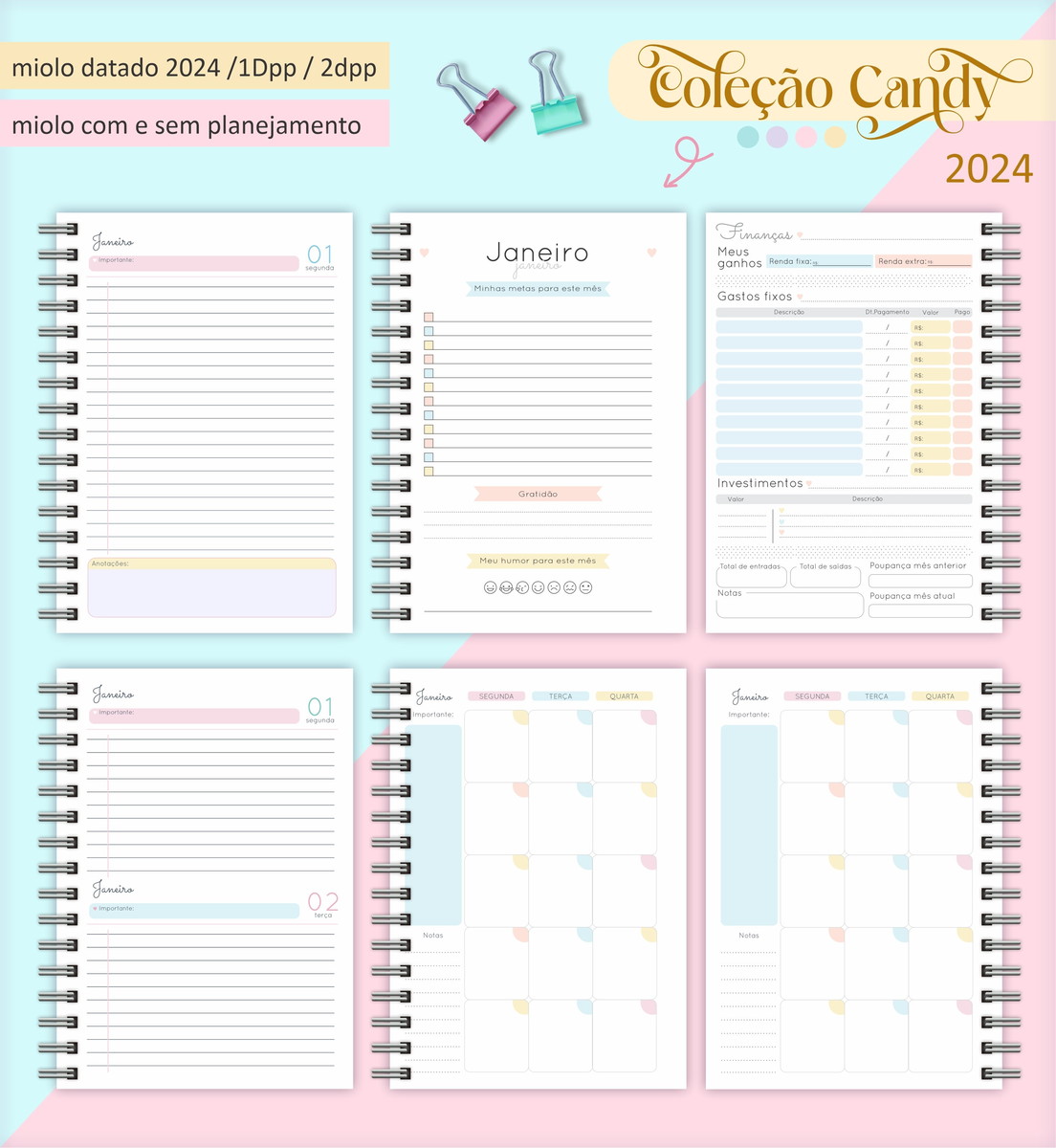 Combo Agendas Candy - Arquivo Digital 2 Combo Agendas Candy - Arquivo Digital