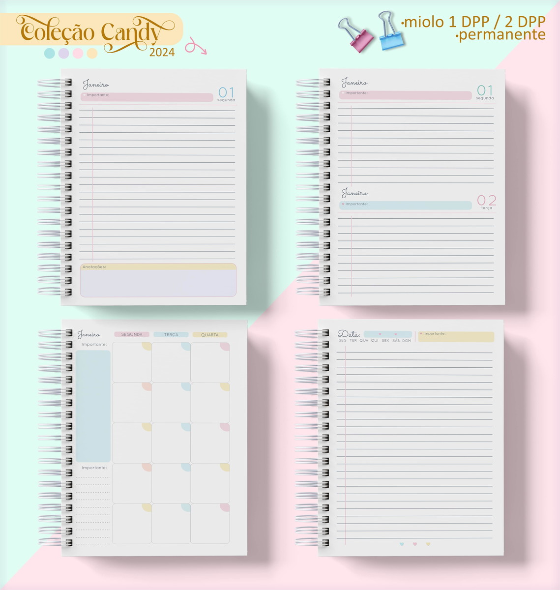 Combo Agendas Candy - Arquivo Digital 3 Combo Agendas Candy - Arquivo Digital