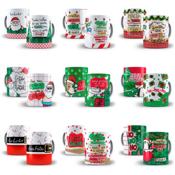 Combo Artes Caneca Natal +140 Estampas Tema Natalino Em Png