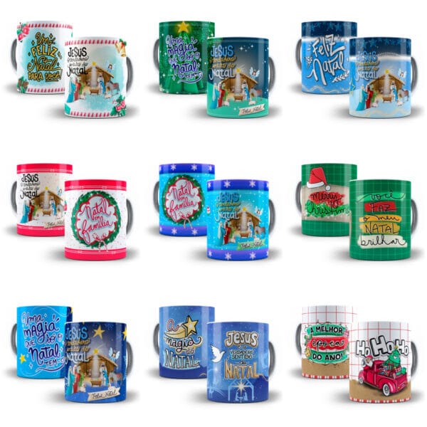 Combo Artes Caneca Natal +140 Estampas Tema Natalino Em Png