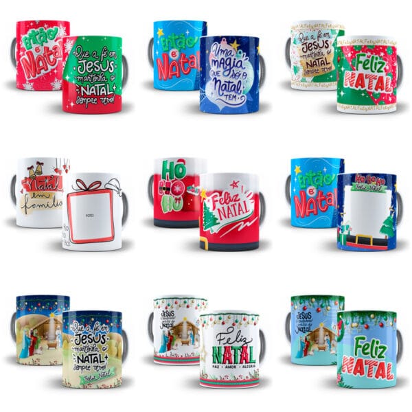 Combo Artes Caneca Natal +140 Estampas Tema Natalino Em Png