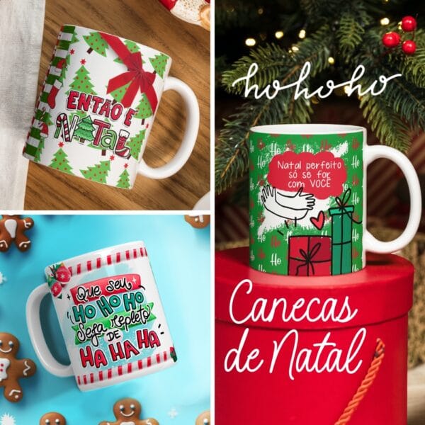 Combo Artes Caneca Natal +140 Estampas Tema Natalino Em Png