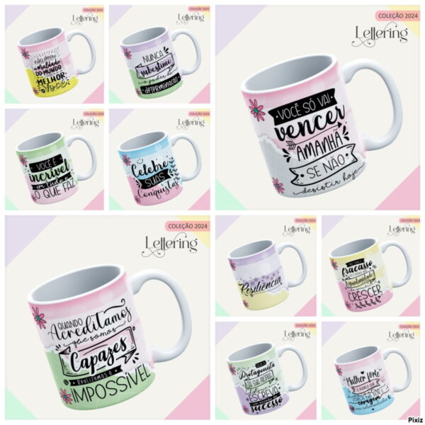 Combo Capas e Canecas Lettering