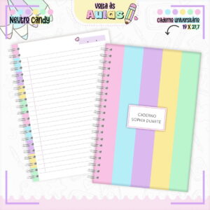 Combo Escolar Neutro Candy - Arquivo Encadernação