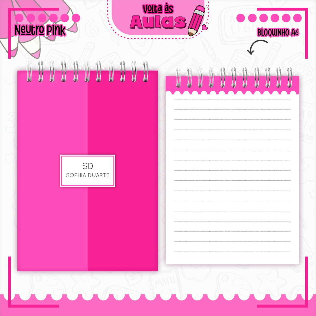Combo Escolar Neutro Pink - Arquivo Encadernação 2 Combo Escolar Neutro Pink - Arquivo Encadernação