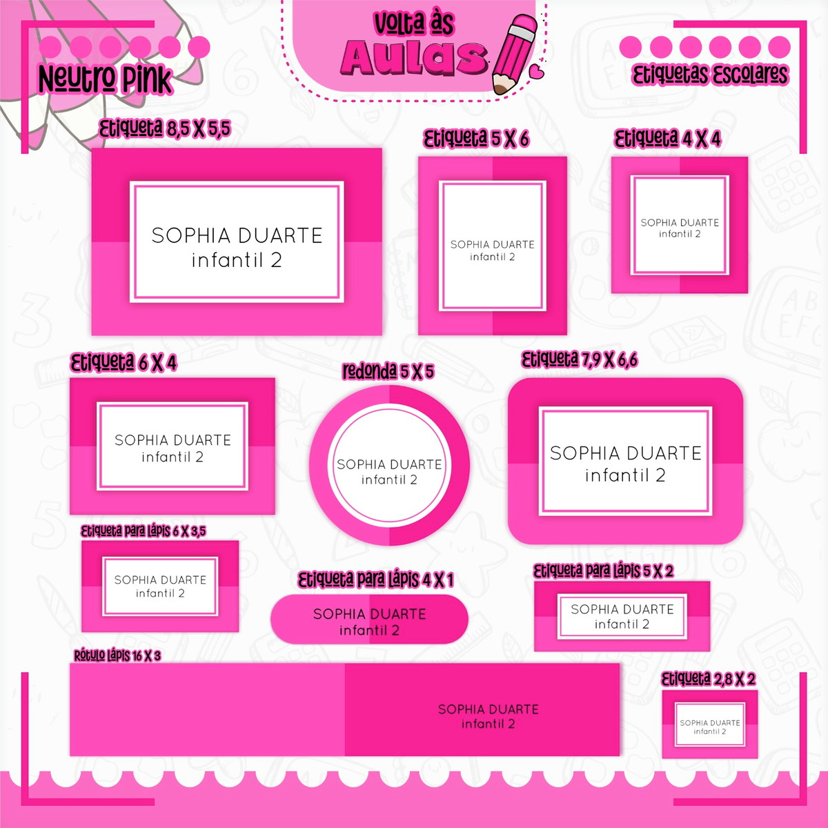 Combo Escolar Neutro Pink - Arquivo Encadernação 4 Combo Escolar Neutro Pink - Arquivo Encadernação