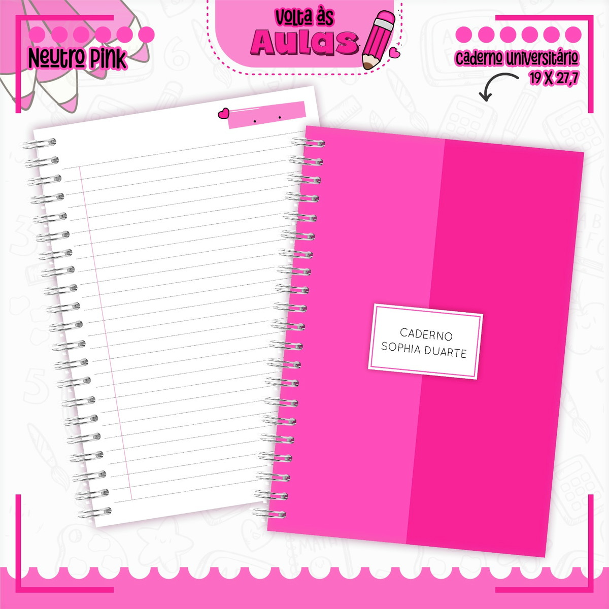 Combo Escolar Neutro Pink - Arquivo Encadernação 1 Combo Escolar Neutro Pink - Arquivo Encadernação