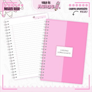 Combo Escolar Neutro Rosa - Arquivo Encadernação