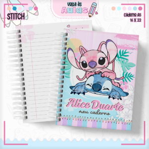 Combo Escolar Stitch Menina - Arquivo Encadernação