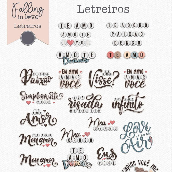 Combo Falling in Love Ilustrações Dia dos Namorados Cute