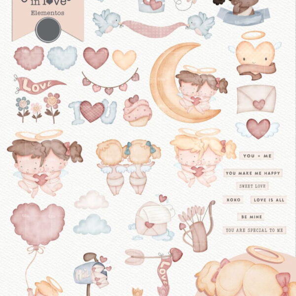 Combo Falling in Love Ilustrações Dia dos Namorados Cute