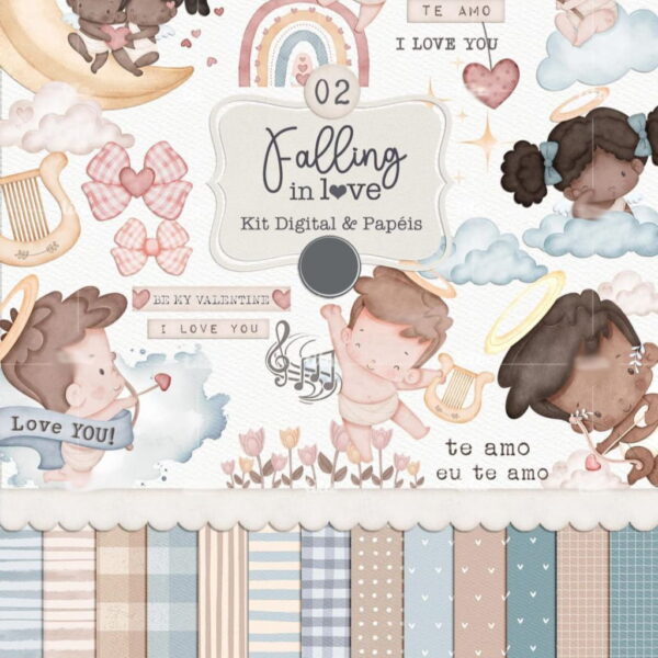 Combo Falling in Love Ilustrações Dia dos Namorados Cute