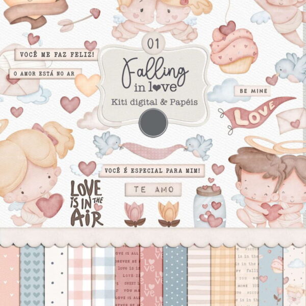 Combo Falling in Love Ilustrações Dia dos Namorados Cute