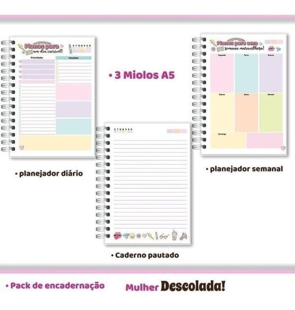 Combo Mulher Descolada Encadernação Ilustrações Frases Png