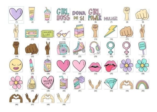 Combo Mulher Descolada Encadernação Ilustrações Frases Png