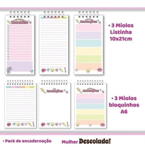 Combo Mulher Descolada Encadernação Ilustrações Frases Png