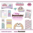 Combo Mulher Descolada Encadernação Ilustrações Frases Png