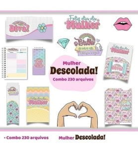 Combo Mulher Descolada Encadernação Ilustrações Frases Png