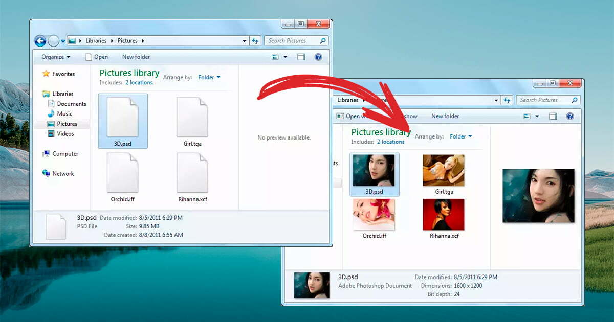 Como visualizar miniaturas do photoshop no Windows Explorer