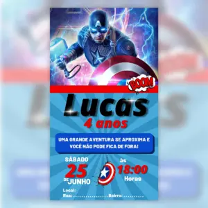 Convite Digital 3D Capitão América Aniversário 21 Convite Digital 3d Capitao America Aniversario 5
