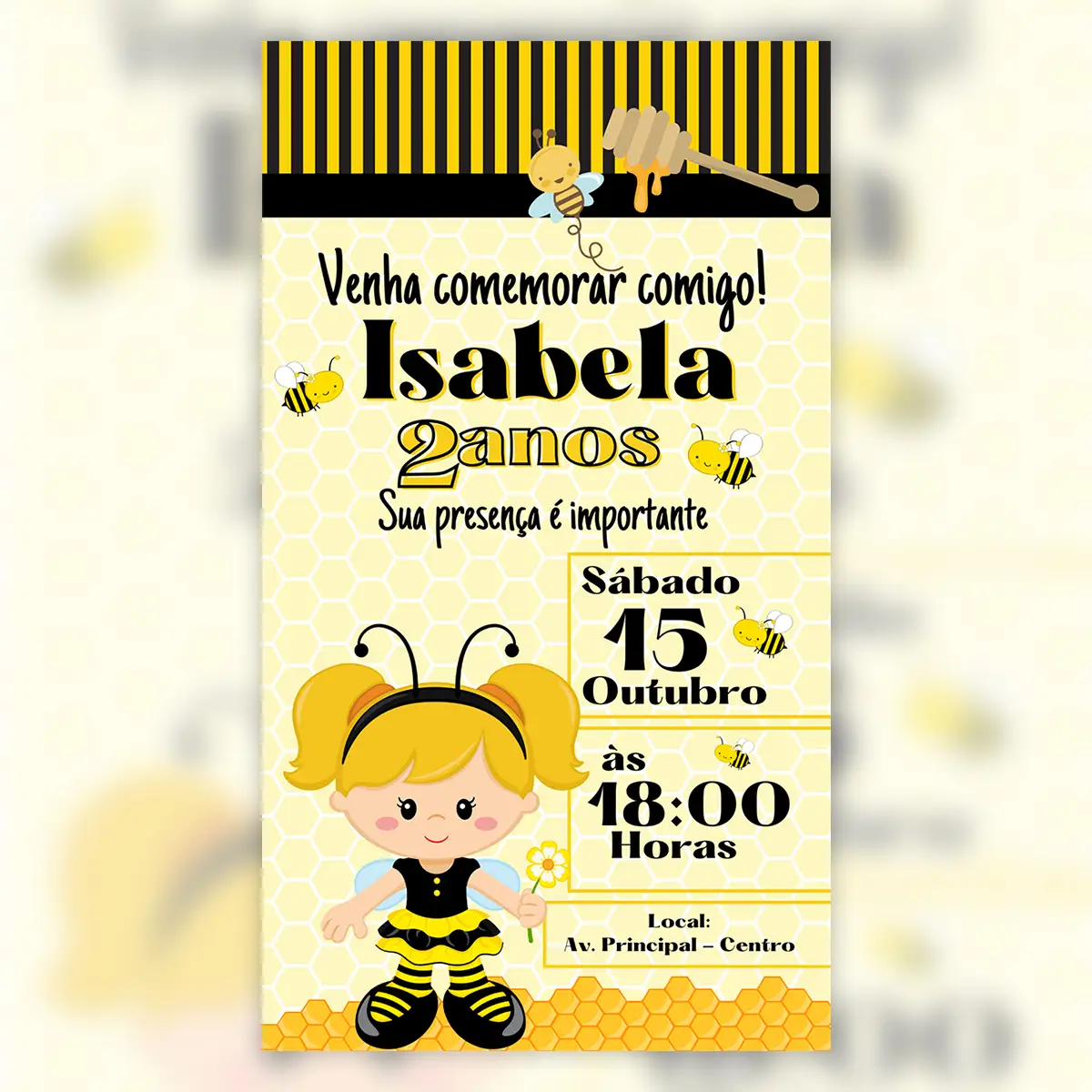 Convite Digital Abelhinha Festa Infantil 1 Convite Digital Abelhinha Festa Infantil 5