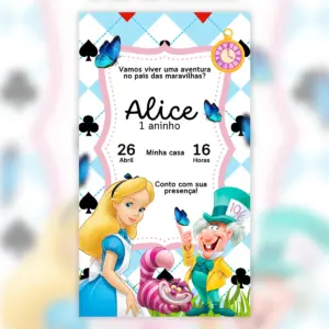 Convite Digital Alice Aniversario Fofo Infantil 5