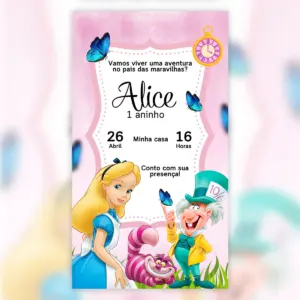 Convite Digital Alice Festa Encantada Infantil 5
