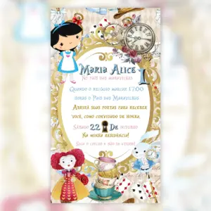 Convite Digital Alice Festa Infantil 5