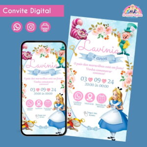 Convite Digital Alice no País das Maravilhas