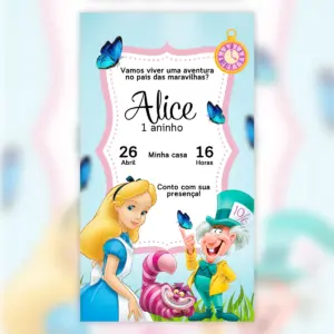 Convite Digital Alice No Pais Das Maravilhas 5
