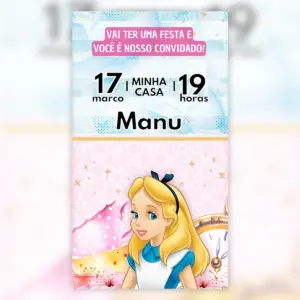 Convite Digital Alice No Pais Das Maravilhas Personalizado 5