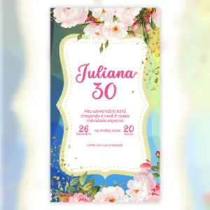 Convite Digital Aniversario Adulto Floral Pastel 6