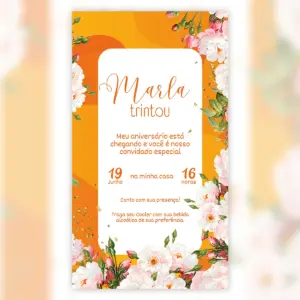 Convite Digital Aniversario Adulto Flores Cute 6