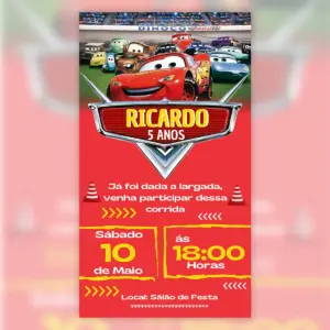 Convite Digital Aniversário Tema Carros 3D 3 Convite Digital Aniversario Tema Carros 3d 5