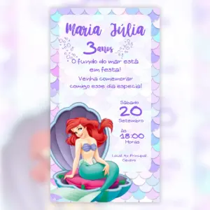 Convite Digital Ariel Aniversario Princesa Do Mar 5