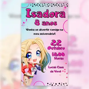 Convite Digital Arlequina Festa Infantil 5 Convite Digital Arlequina Festa Infantil 5