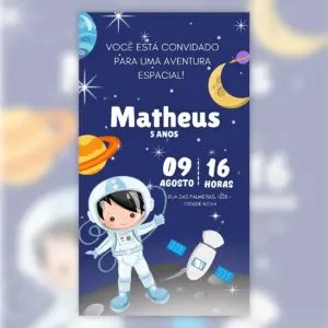 Convite Digital Astronauta Espaco Festa Infantil 5