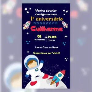 Convite Digital Astronauta Fofo Aniversario Infantil 5