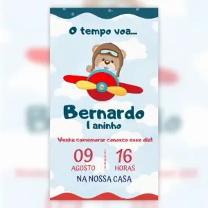 Convite Digital Aviador Baloeiro Ursinho 5