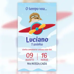 Convite Digital Aviador Baloeiro Ursinho Piloto 5