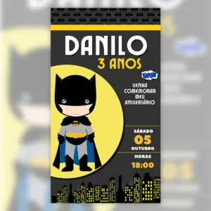 Convite Digital Batman Aniversário Infantil Super-Herói 5 Convite Digital Batman Aniversario Infantil Super Heroi 5