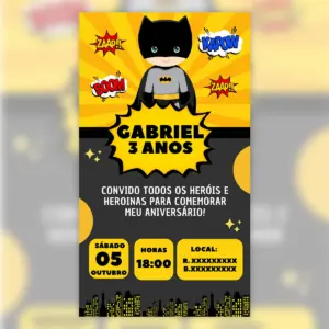 Convite Digital Batman Cute Aniversario Infantil 5