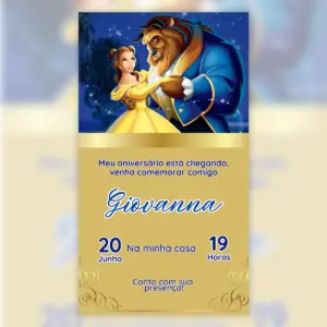 Convite Digital Bela Aniversario Infantil Contos De Fadas 5