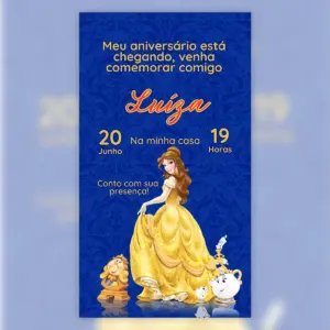 Convite Digital Bela Aniversario Princesa 3d 5