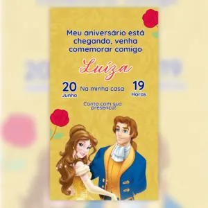Convite Digital Bela E A Fera Aniversario Infantil 5